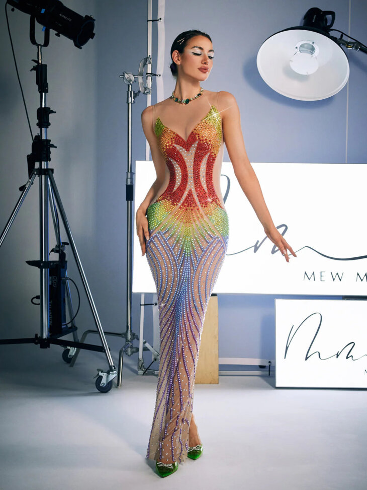Robe Elska sans manches en maille cristalline