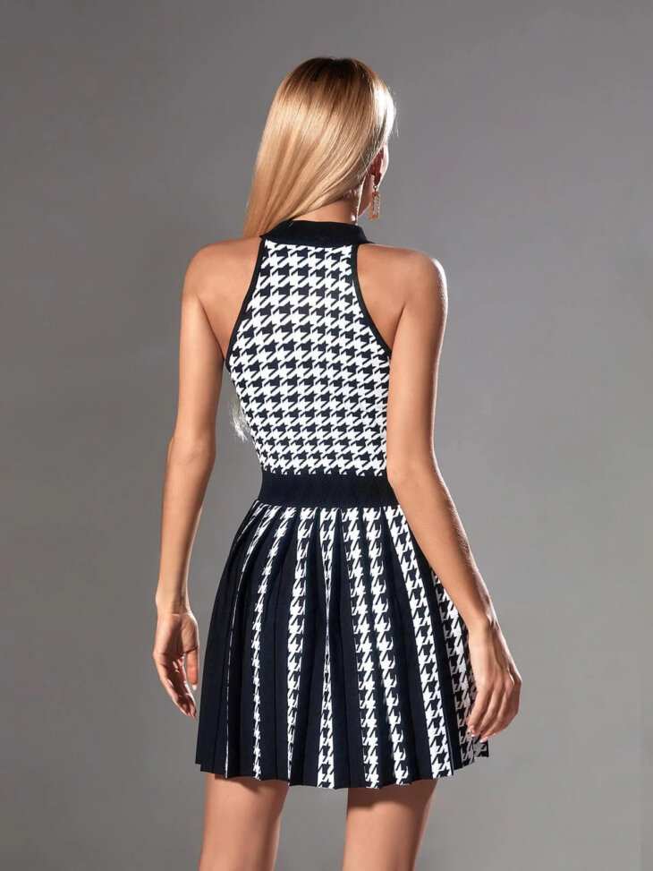 Mini-robe en maille pied-de-poule Amadea – Image 6