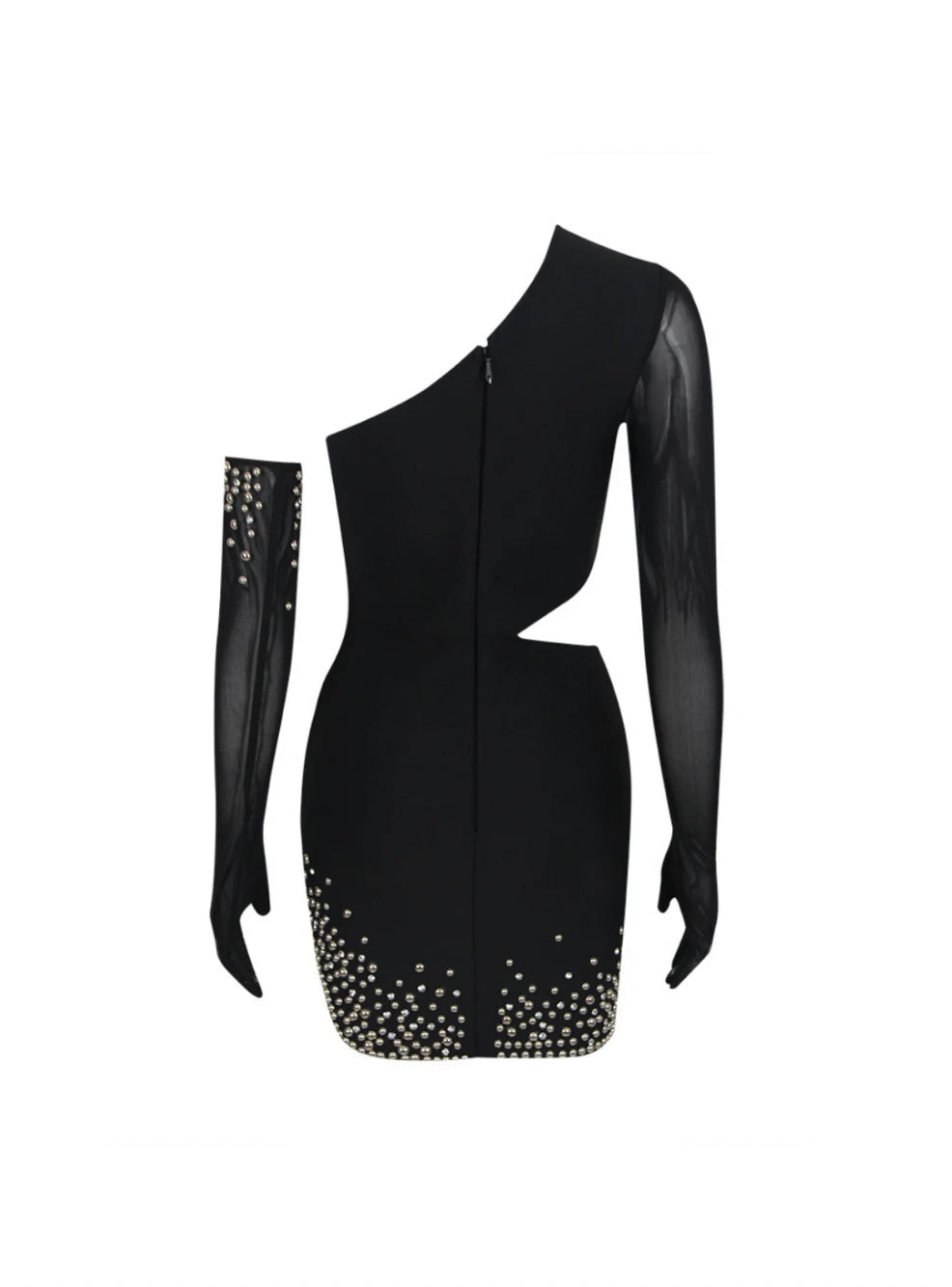 Pedro One Shoulder Pearl Cutout Bandage Dress – Image 6