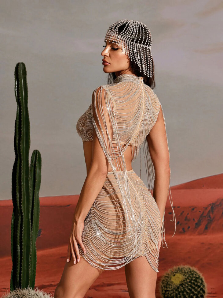 Ensemble jupe chaîne en cristal Abdiel en argent – Image 5