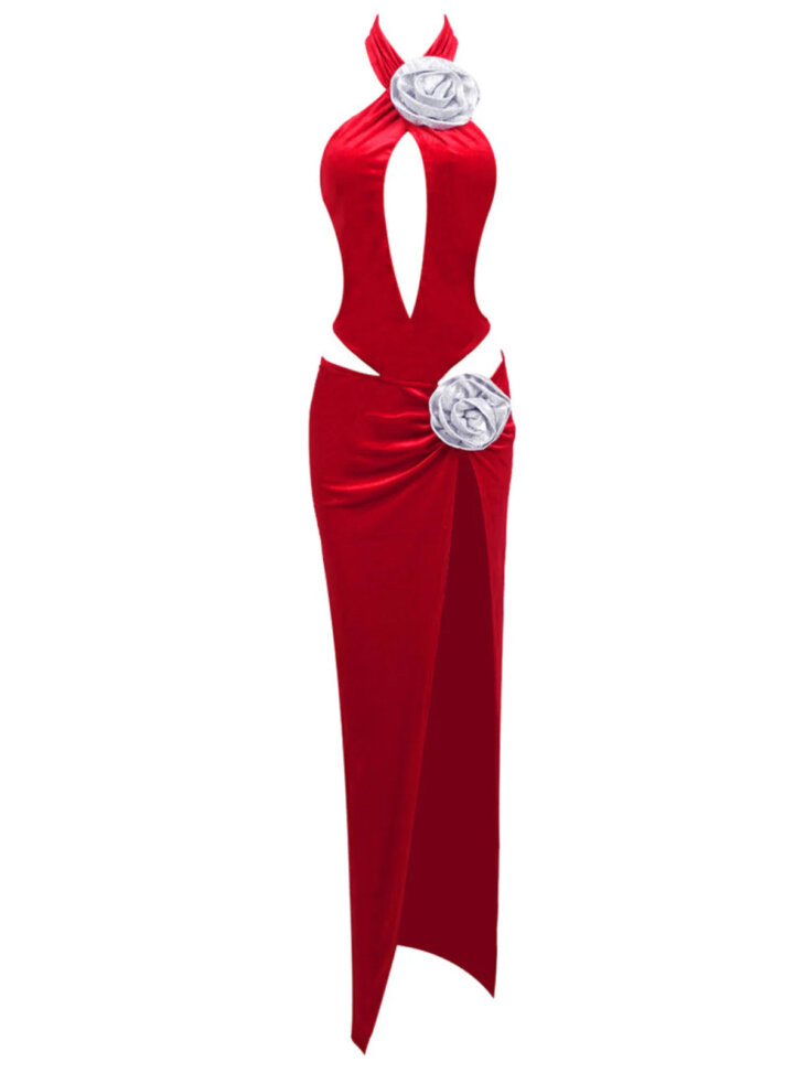 Robe fendue à découpes fleuries Ramirez – Image 6