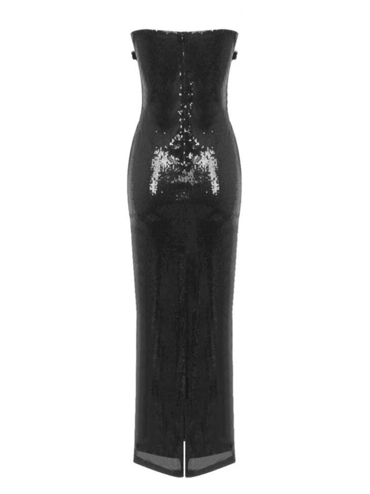 Robe sans bretelles à paillettes et fleurs Libra – Image 6