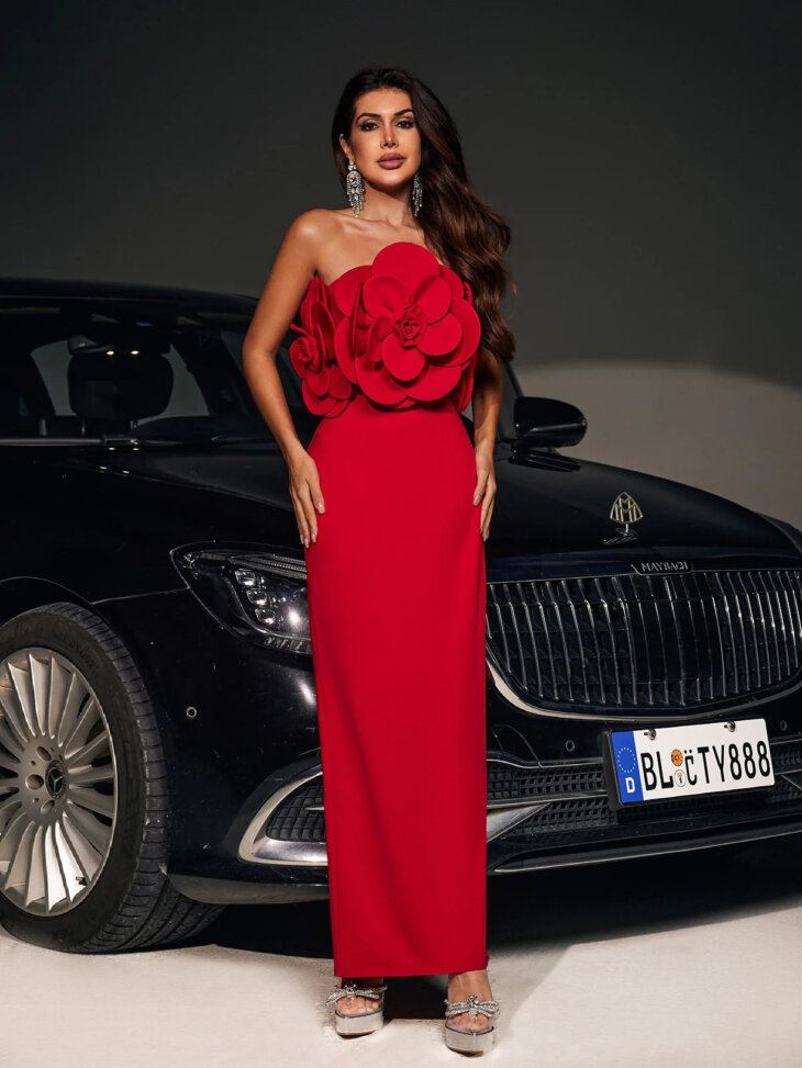 Robe longue fleurie sans bretelles Ismene – Image 5