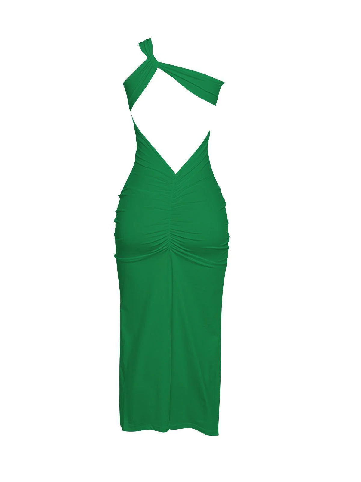 Robe longue dos nu à une épaule Emi en vert – Image 8
