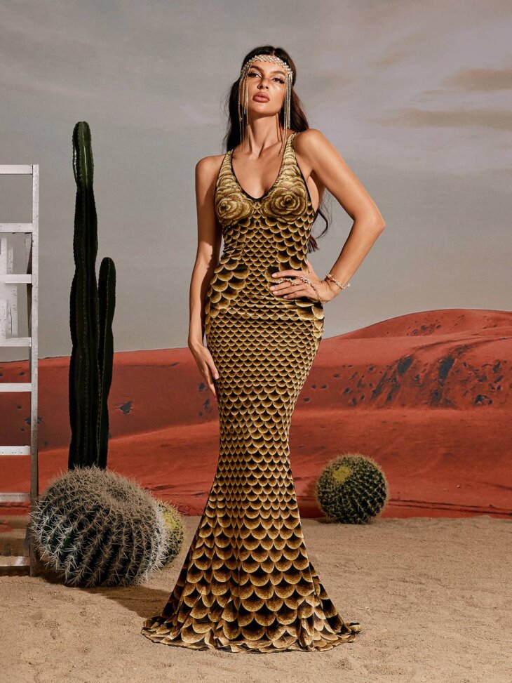 Robe longue sirène imprimée Osée – Image 3