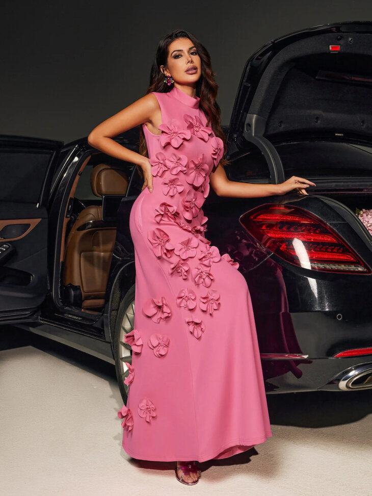 Robe longue fleurie sans manches Liluri – Image 4