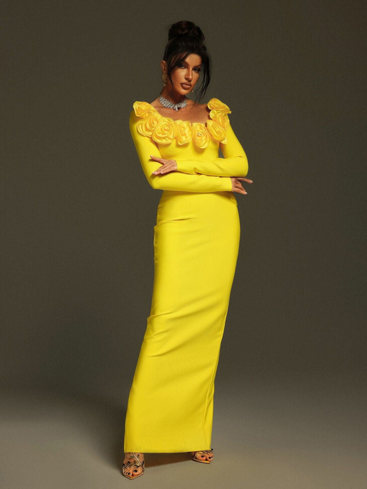 Robe longue bandage à fleurs Pallavi – Image 4