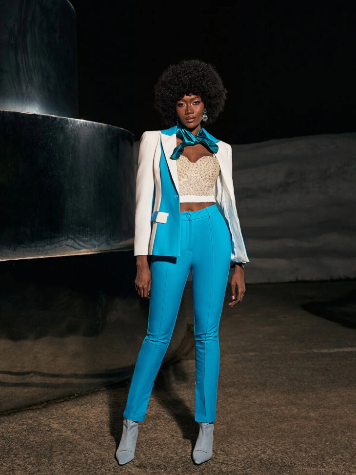 Ensemble blazer Rita patchwork en bleu – Image 3