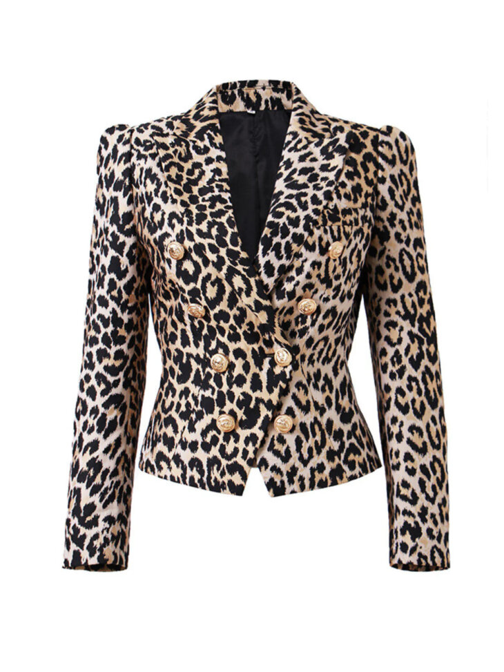 Blazer à revers léopard boutonné Coltra – Image 3