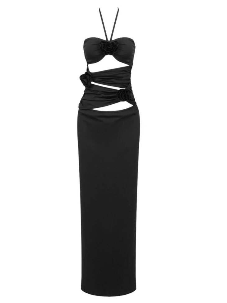 Dorcas - Robe longue découpée dos nu - Noir – Image 5