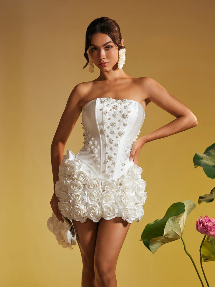 Ensemble jupe en cristal et perles de fleurs Thaddai – Image 3