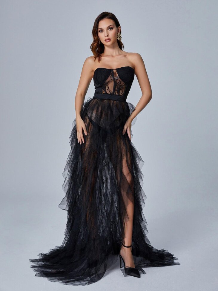Robe longue en tulle Dorothy en noir
