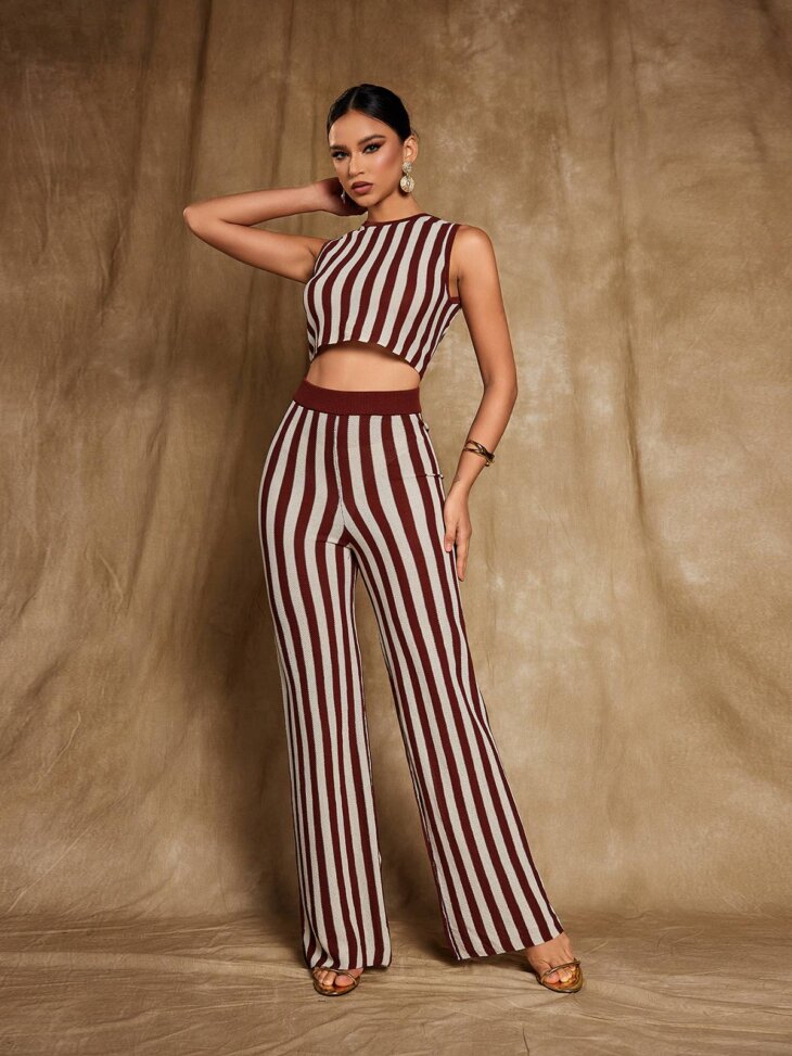 Ensemble pantalon tricoté à rayures Eurydice – Image 4
