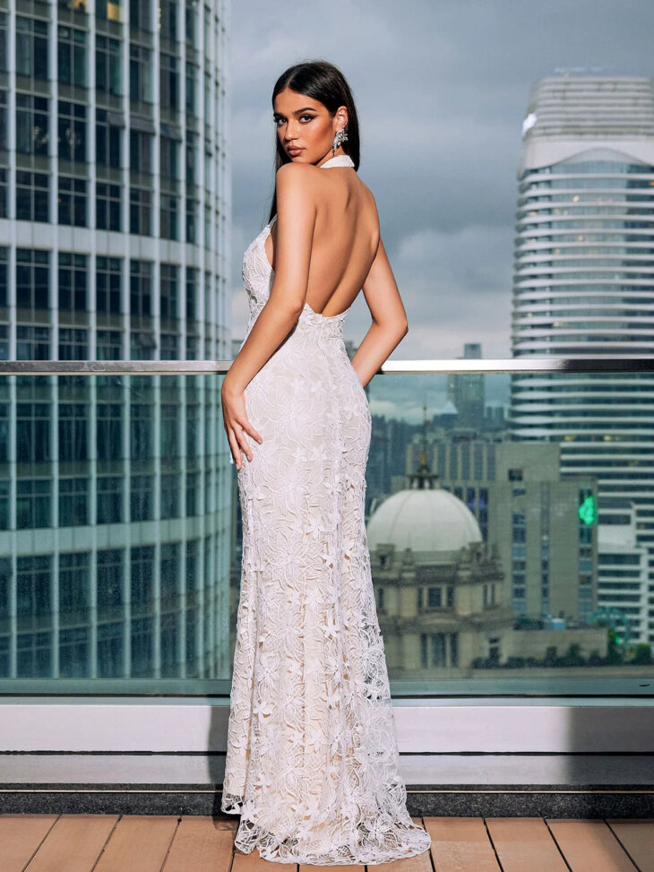 Robe longue en dentelle florale Bonita – Image 2