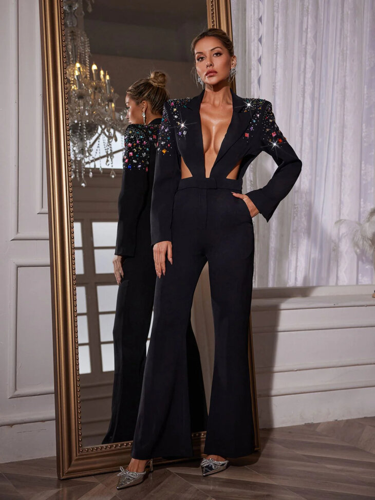 Combinaison Nacho à découpes en strass – Image 3