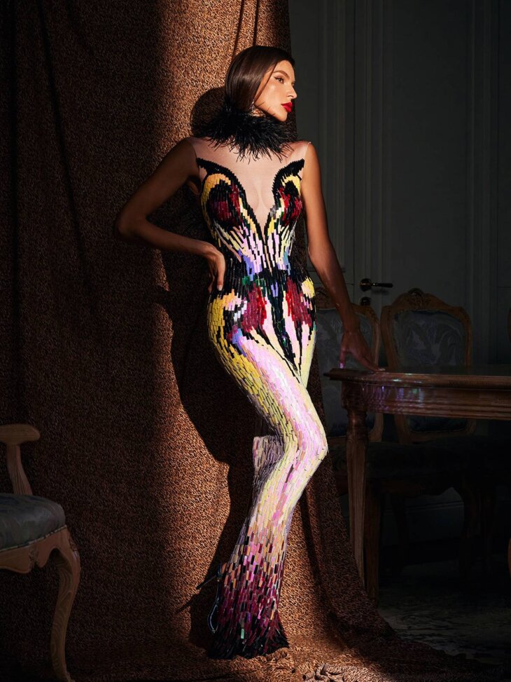 Robe longue sirène à sequins Piera – Image 3
