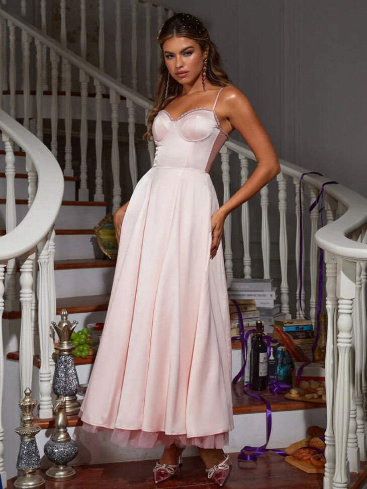 Robe en satin patchwork spaghetti Abraxas