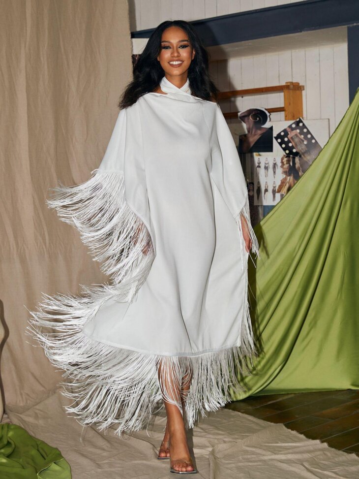 Robe caftan à franges Ceridwen Cricross
