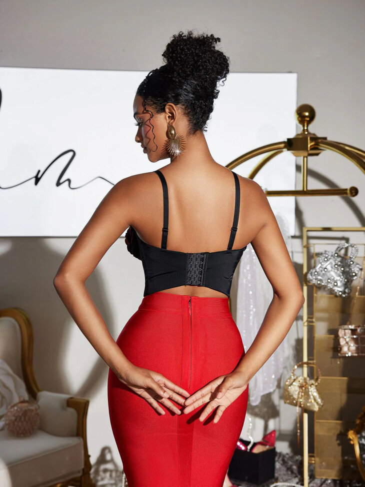 Fivika - Haut bustier à fleurs spaghetti – Image 2