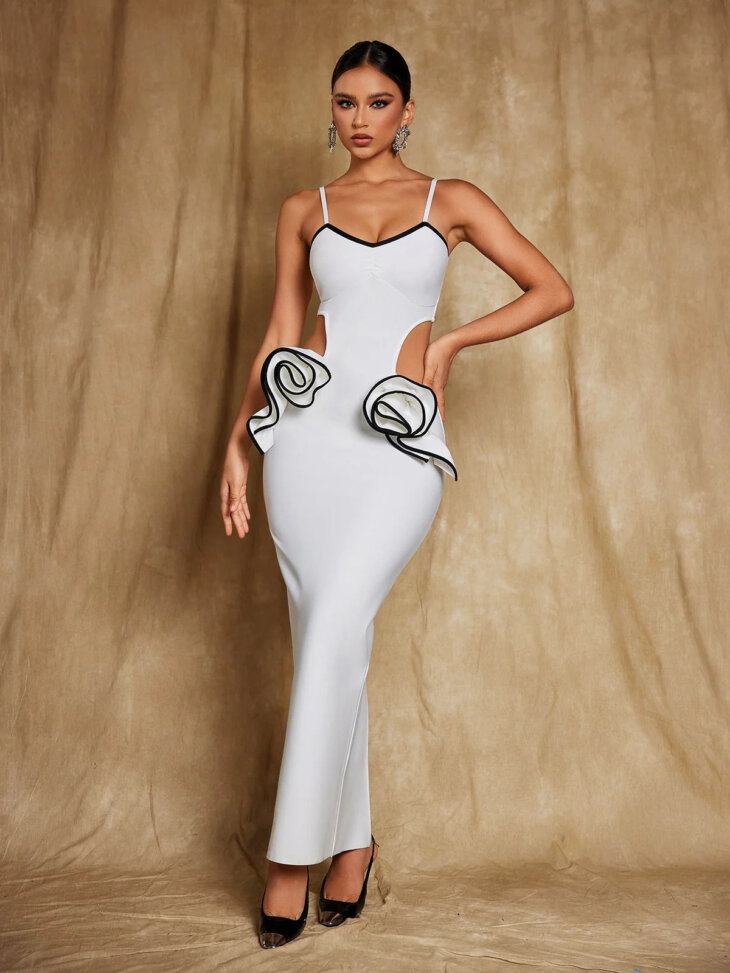 Arroyo - Robe bandage à découpes et fleurs spaghetti – Image 5