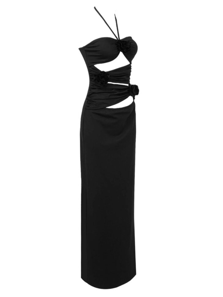Dorcas - Robe longue découpée dos nu - Noir – Image 6