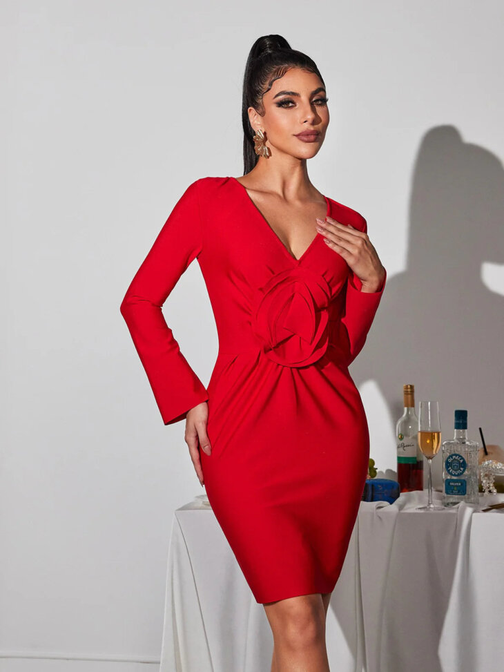 Mini-robe fleurie à col en V Bertilde
