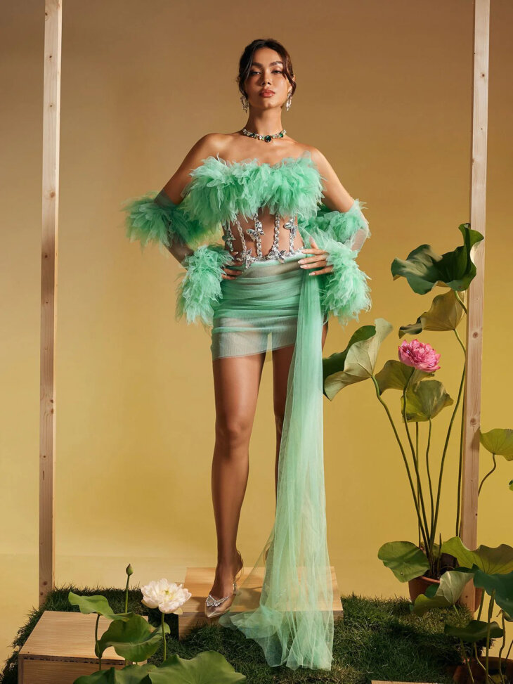 Ensemble jupe drapée à finitions en tulle Paige – Image 5