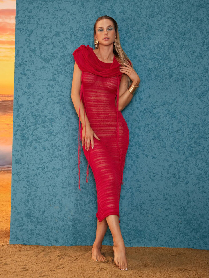 Robe à capuche en maille creuse Guillem – Image 4