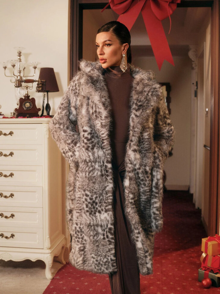 Manteau en fausse fourrure léopard Tavares – Image 2