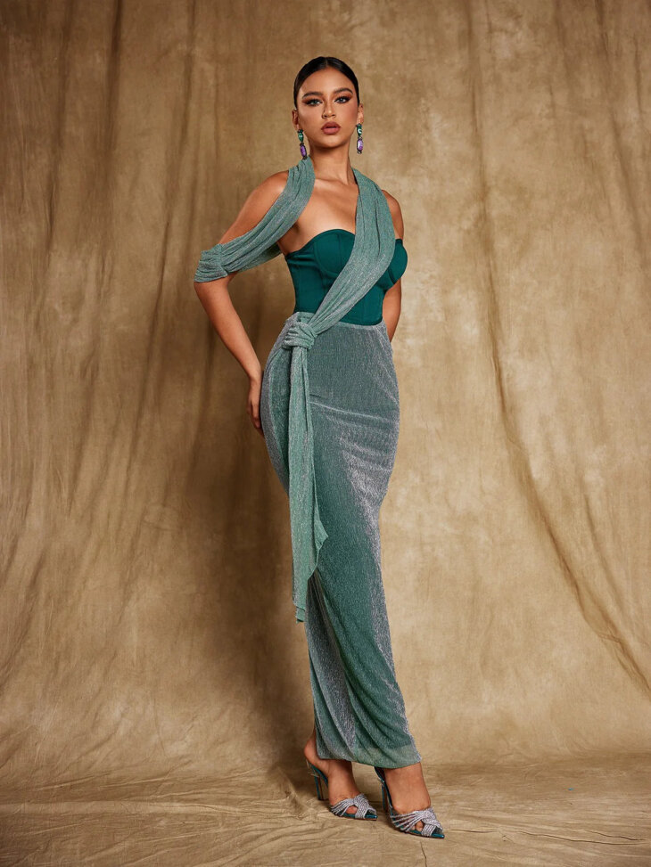 Robe longue patchwork sans bretelles Omilaní