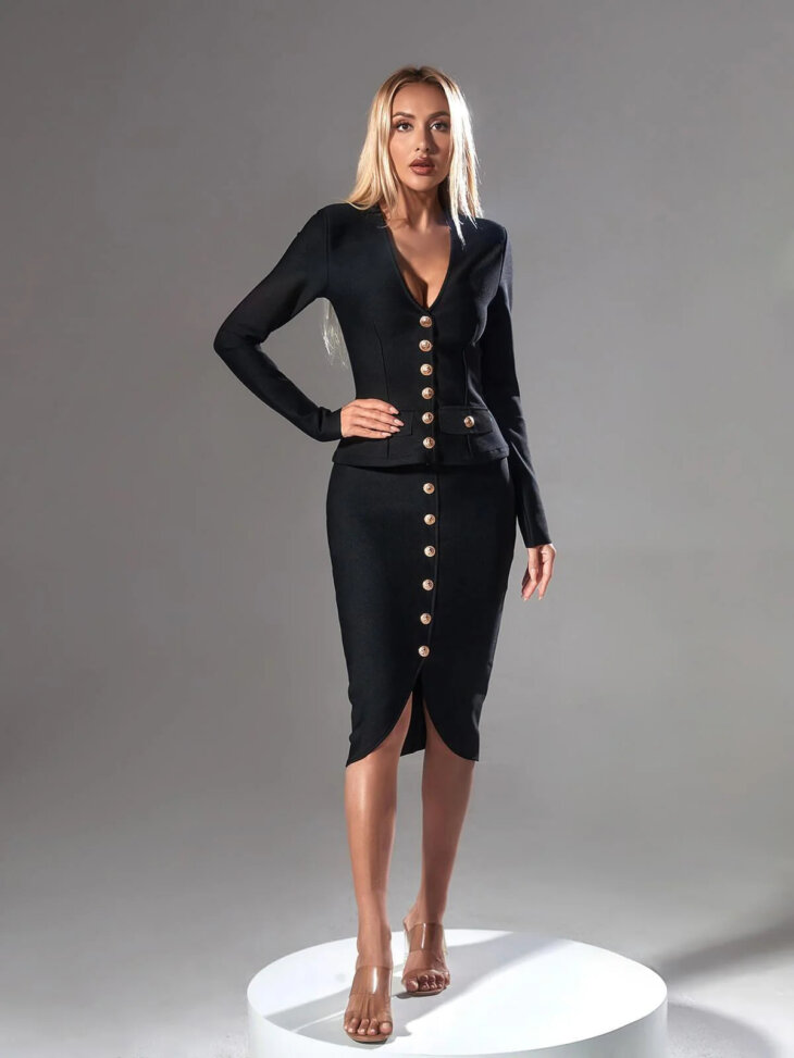 Ensemble de bandage à simple boutonnage et manches longues Sailor – Image 3