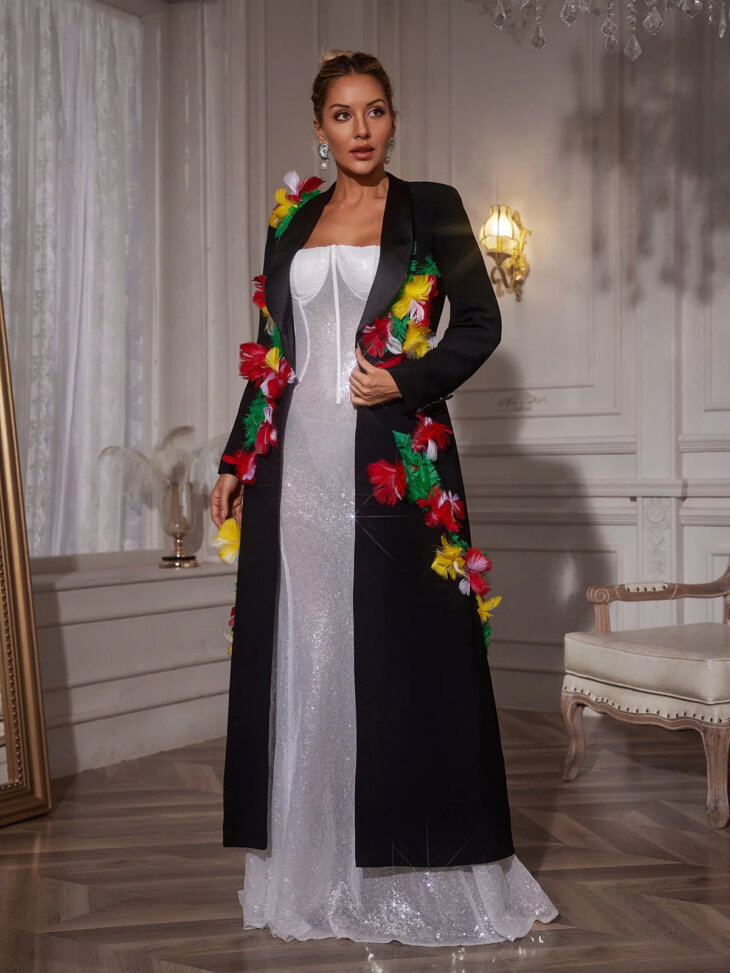 Manteau bordé de plumes Rigby – Image 3