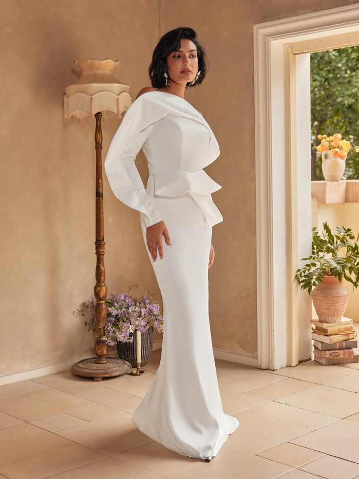 Robe longue en satin à une épaule Sylwia – Image 5