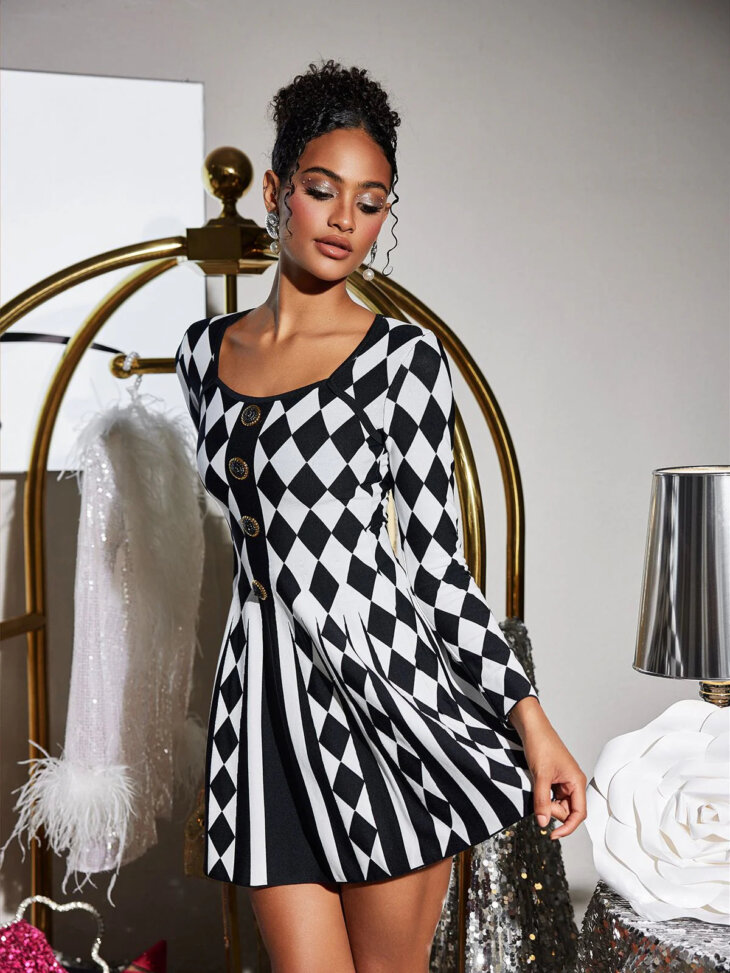 Mini-robe tricotée à manches longues Strepa – Image 7