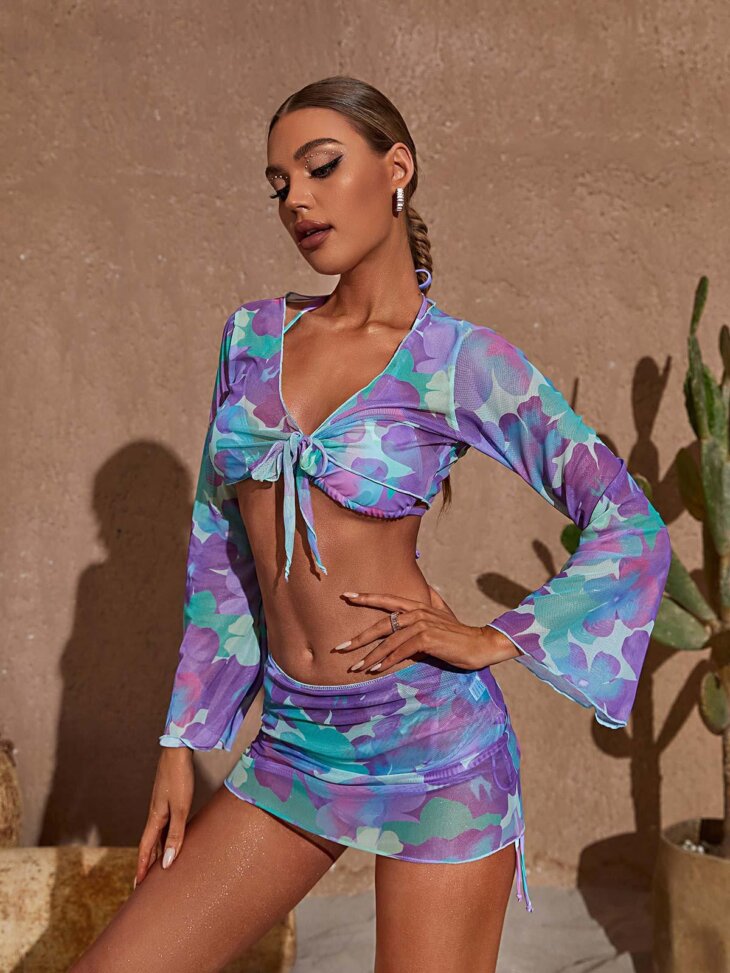 Ensemble bikini quatre pièces imprimé Leah – Image 3