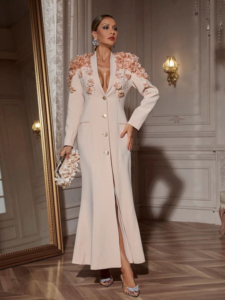 Robe longue fleurie à manches longues Berton – Image 4
