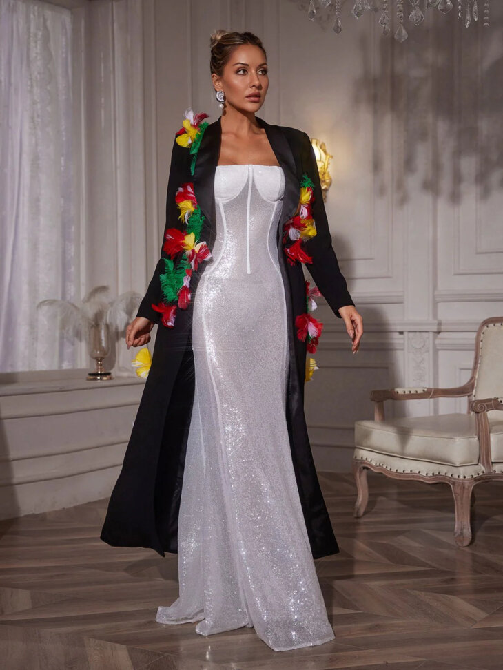 Manteau bordé de plumes Rigby – Image 5