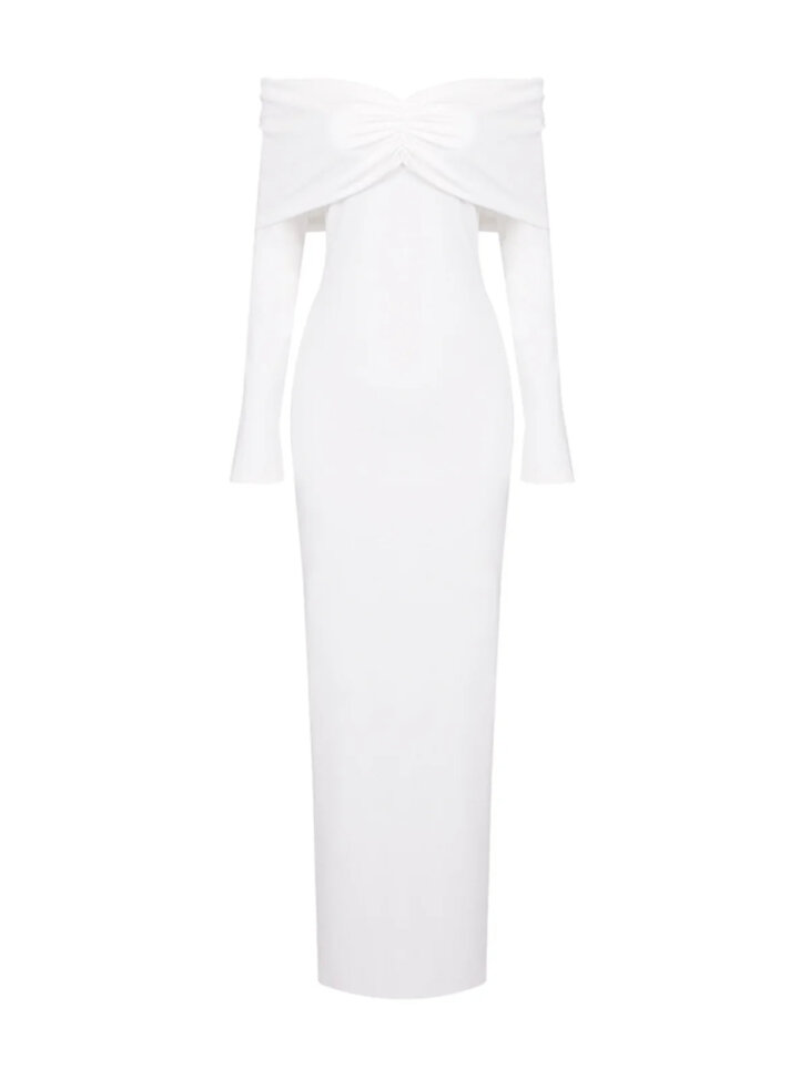 Robe longue froncée à épaules dénudées Anneke – Image 5