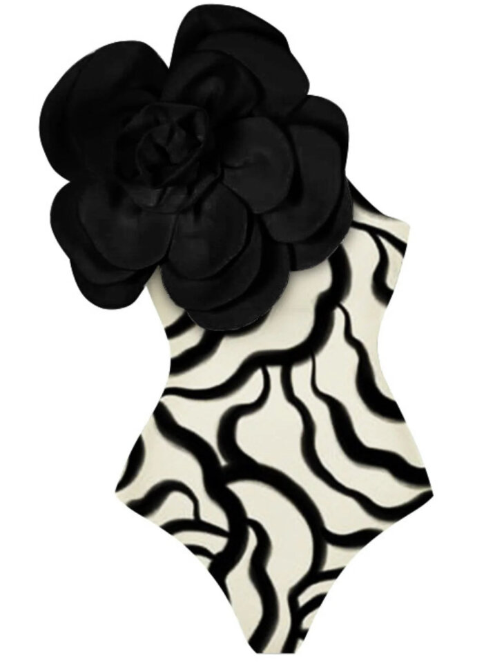 Maillot de bain une pièce imprimé zèbre et fleur Aureliana – Image 6