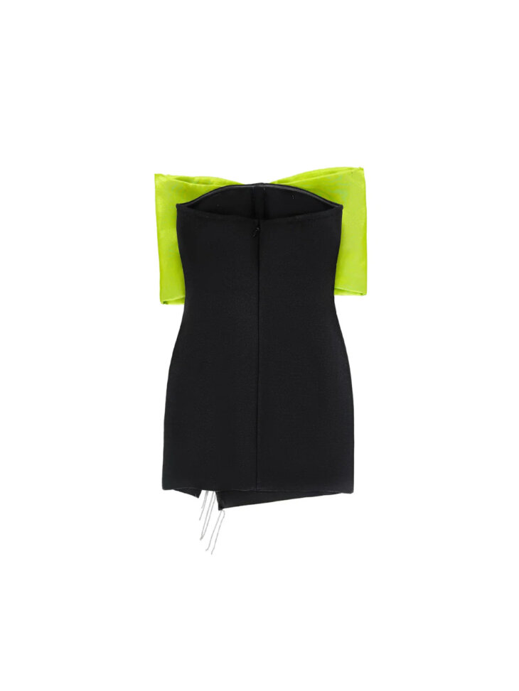 Idony - Mini-robe bustier à franges en cristal et nœud – Image 2