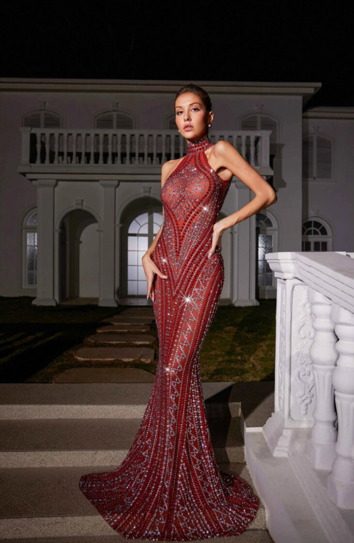 Robe longue en maille strassée sans manches Koa – Image 3