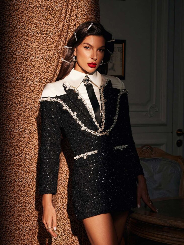 Robe à col à sequins ornée Galilea – Image 6