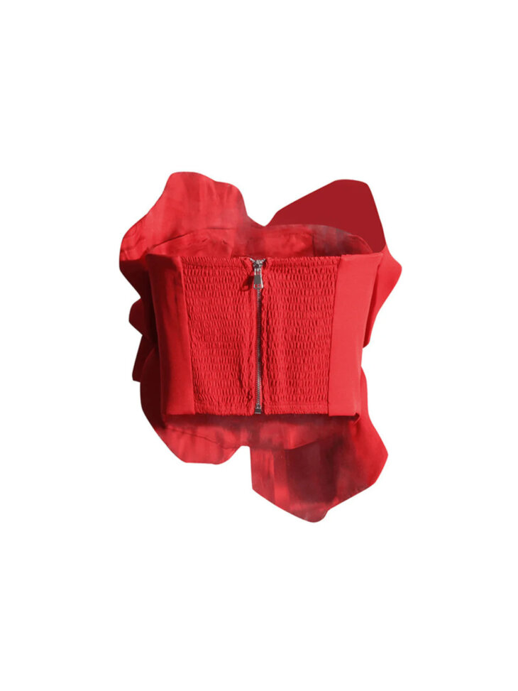 Haut fleuri sans bretelles Bayard en rouge – Image 7