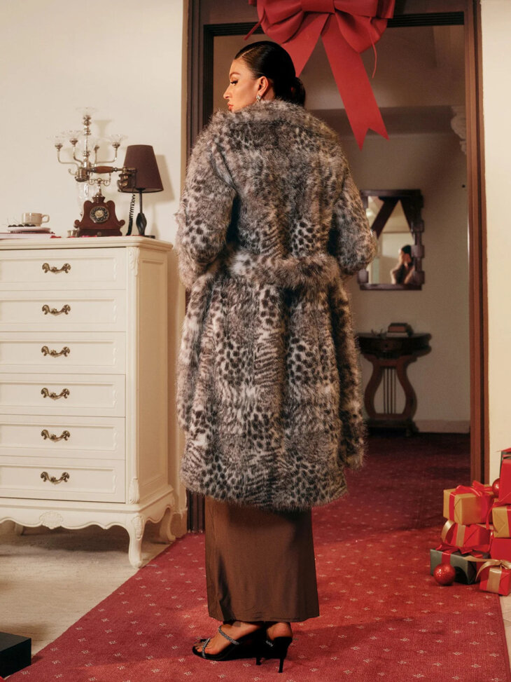 Manteau en fausse fourrure léopard Tavares