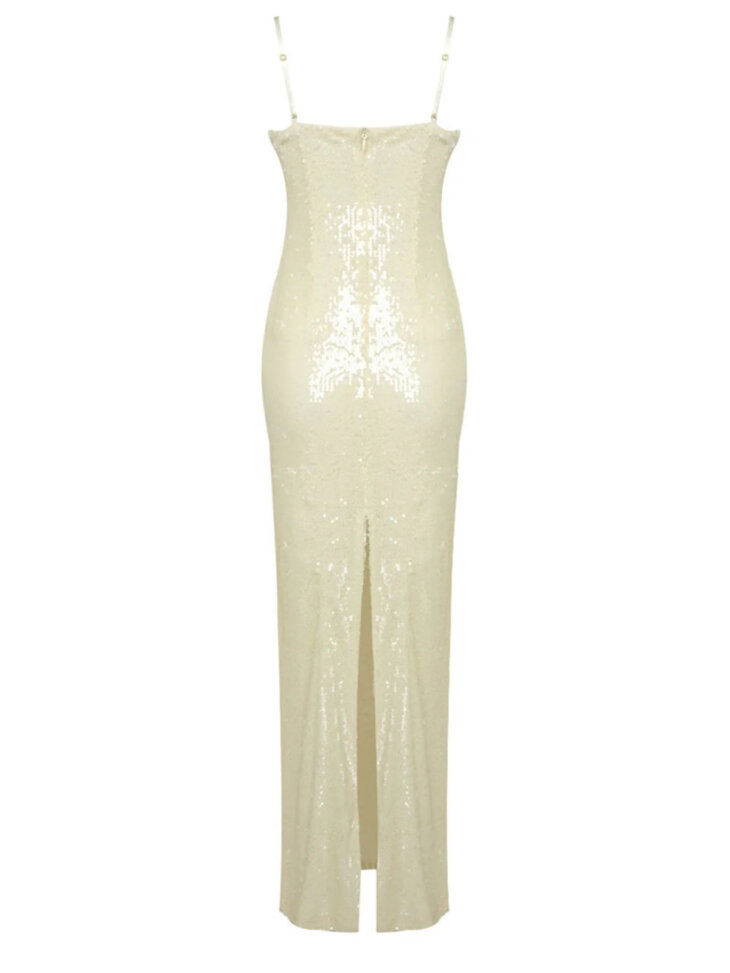 Robe Lorelei beige à sequins – Image 8