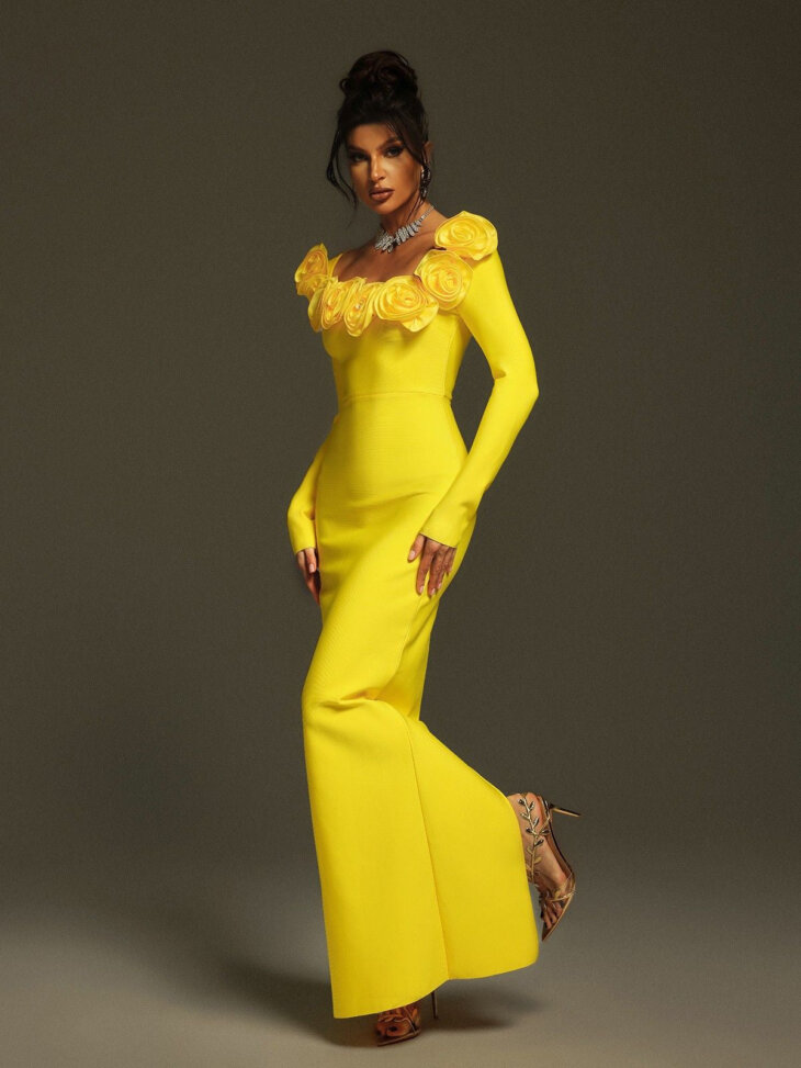 Robe longue bandage à fleurs Pallavi – Image 3