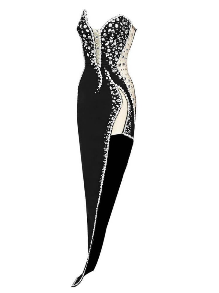 Robe bandage sans bretelles ornée Sabine – Image 6