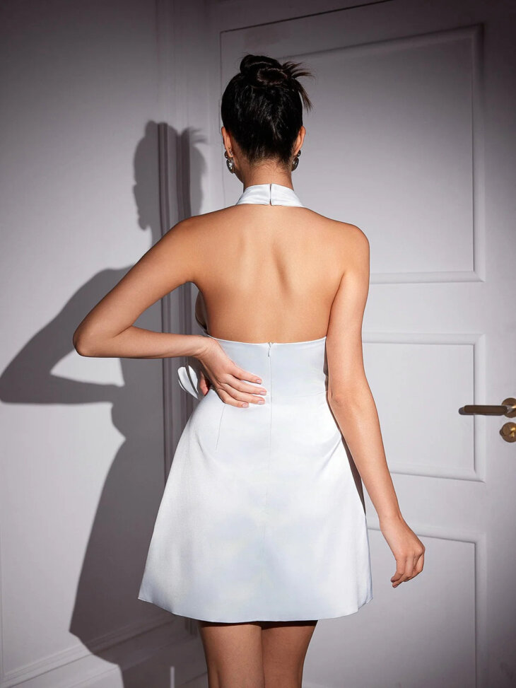Anatoly - Robe en satin à fleurs découpées - Blanc – Image 2
