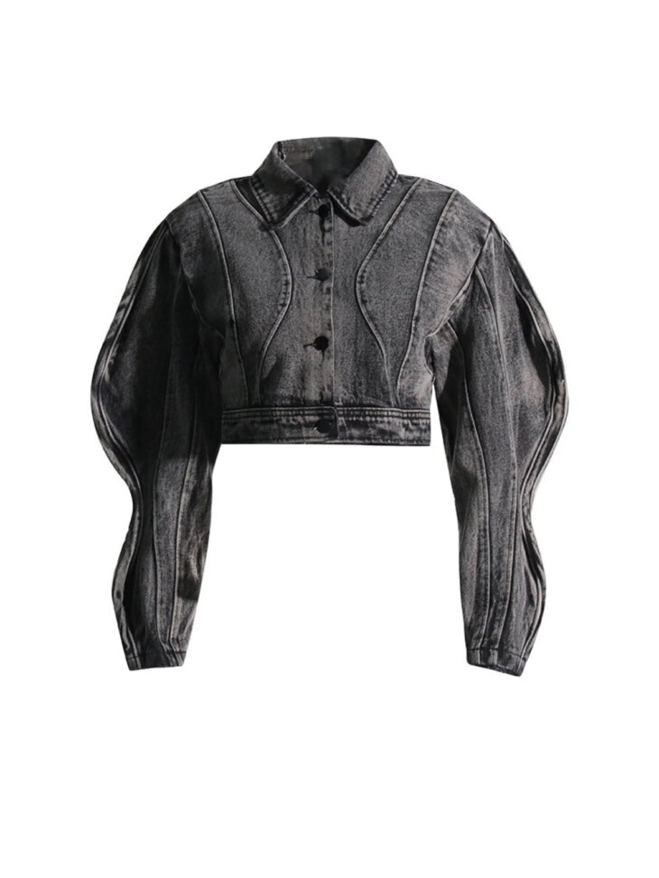 Veste en jean ondulée à manches longues Eleanore – Image 2