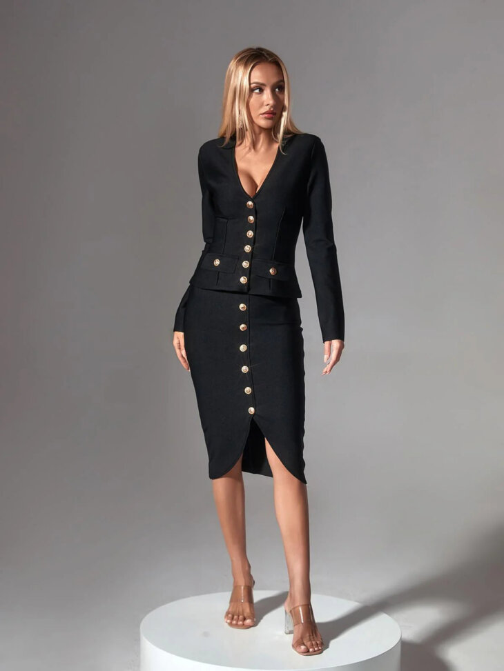 Ensemble de bandage à simple boutonnage et manches longues Sailor – Image 4